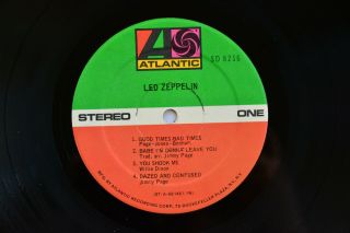 LED ZEPPELIN I SD 8216 Atlantic Records zepplin Vinyl LP 1969 sound VG, 2