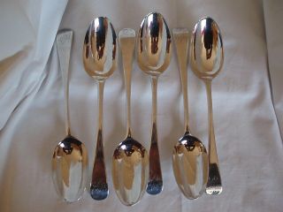 6 X Hanoverian Table Spoons Antique Sterling Silver London 1771