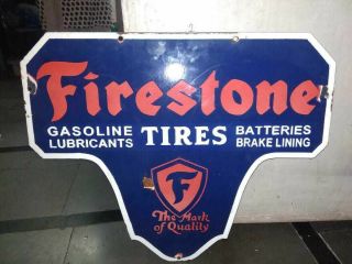 Firestone Tires Porcelain Enamel Sign 24x20 Inches Single Sided Die - Cut
