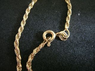 Heavy Vintage Fully Hallmarked Solid 9ct 375 Gold Rope Chain 16 Ins 5 Grams