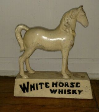Rare Early Antique Advertising Store Display White Horse Whisky Whiskey Ceramic
