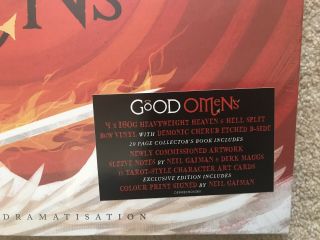 Good Omens - Print signed by Neil Gaiman.  Collectors 4XLP set Ltd.  Ed.  Of 500. 2