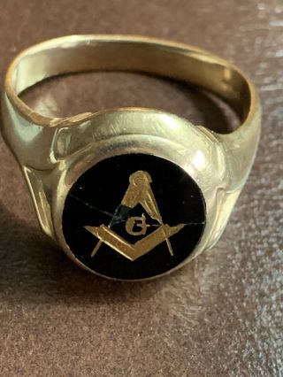10k Yellow Gold Masonic Ring Size Black Onyx