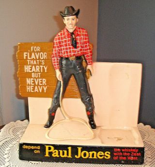 Vintage Paul Jones Whiskey Plaster Advertising Bottle Display - Cowboy,  Lasso