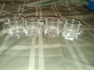 Set Of 4 Federal Glass Miniature Beer Mug Shot Glasses Or Toothpick Holders