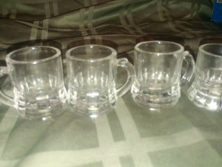 SET OF 4 FEDERAL GLASS MINIATURE BEER MUG SHOT GLASSES OR TOOTHPICK HOLDERS 2