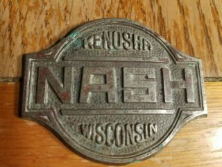 1920s Nash Kenosha Wi Emblem Badge Gas Oil Brass Tag Sign Art Ratrod