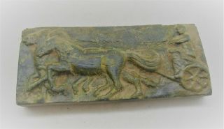 Circa 300 - 400ad Ancient Roman Bronze Chariot Mount Chariot And Horses