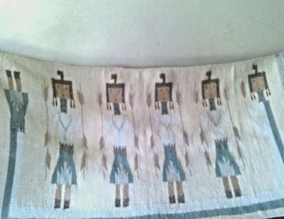 Vintage Navajo Yei Wool Woven Rug,  6ft X 28 In. ,  Native American,  Family,  Children