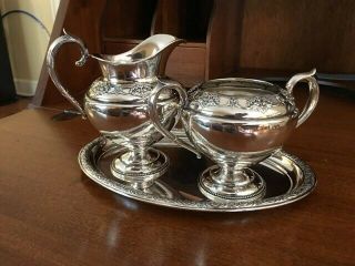 Prelude International Sterling Silver Cream And Sugar Tray.  925 Sterling Silver