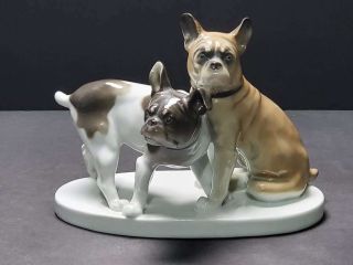 Vintage Karl Ens Hp Porcelain Figurine French Bulldogs,  Dogs Animal