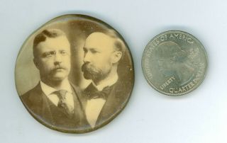 1904 Vtg Roosevelt Fairbanks Presidential Jugate Political Pinback Button Sepia