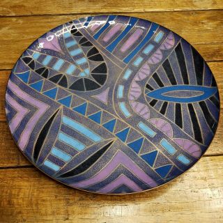 Vtg Miguel Pineda Enameled Copper Plate Mexico Charger 10.  75 