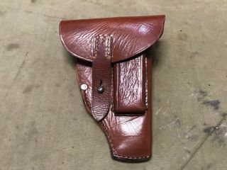 56g Wwii German Mauser M1934 Pistol Brown Leather Holster