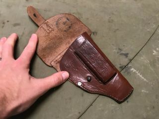 56G WWII GERMAN MAUSER M1934 PISTOL BROWN LEATHER HOLSTER 3