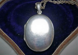 Large Victorian Solid Silver Keepsake Locket With Hair Pendant & Chain