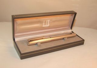 Vintage Dunhill Gemline Dress Fountain Pen - Silver Plated Godron - Boxed - C1985