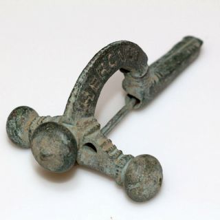 Roman Military Bronze Crossbow Fibula Brooch With Inscriptions 400 Ad Hercvli