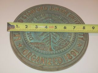 Vintage Leland Stanford Junior University Seal Bronze Brass Plaque w/Patina 8.  5 