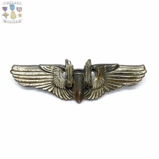 Wwii Us Army Air Corps Aerial Gunner Wings 3” Full Size Sterling Silver Aaf Ww2