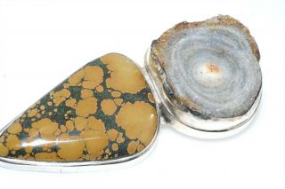 Amy Kahn Russel Geode Agate Stone Sterling Silver Pin Pendant