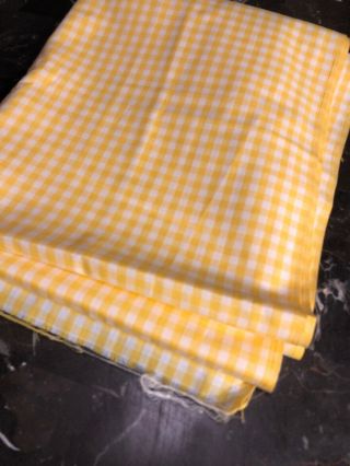 Vintage Yellow And White Checkered Fabric 3 Yards 44 Inches Wide