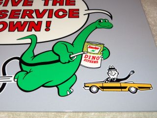 Vintage Sinclair Dino Supreme,  Man In Convertible 12 " Metal Gasoline & Oil Sign