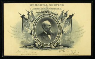 1882 James Garfield 20th U.  S.  President Memorial Service Card