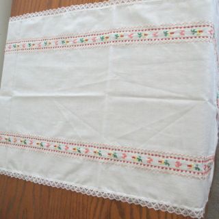 Vintage Runner Dresser Scarf Embroidered Shabby Chic Floral House Fall Autumn 3