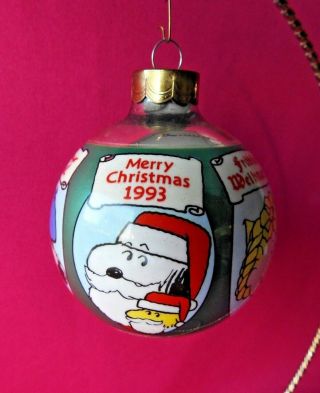 Hallmark Ornament 1993 The Peanuts Gang Chrome Glass Ball 4 Languages