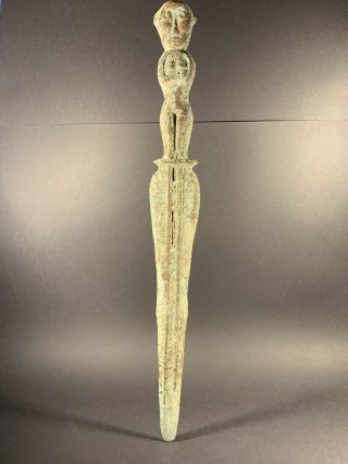 Ancient Near Eastern Military Bronze Object With Humanoid Hilt Circa.  700 - 100bc