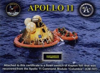 Apollo 11 - Piece Of Gold Kapton Foil From The Command Module Flown To The Moon
