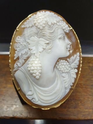 18ct Gold Mounted Quality Large Antique Cameo Brooch/pendant 1860 - 80