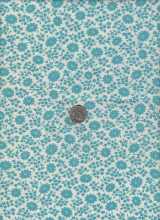 Vintage Feedsack Turquoise White Floral Feed Sack Quilt Sewing Fabric