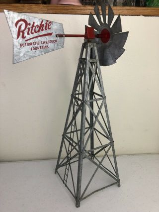 Vtg Ritchie Automatic Livestock Fountains Metal Windmill Salesman 