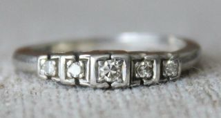 Vintage Platinum & Diamond Ring Size 6 Wear Or Scrap 3.  7 Grams
