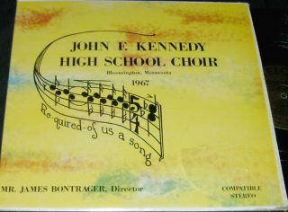 John F.  Kennedy High School Choir Bloomington,  Mn 1967 Private Lp