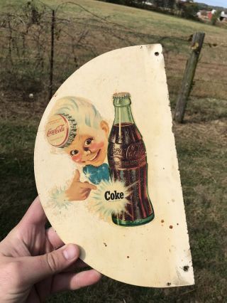 Coca Cola Sprite Boy Masonite Sign Rare 1940’s Non Porcelain Soda Sign