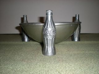 very rare vintage 1950 ' s Coca - Cola metal bowl/ice bowl w/Coke bottle legs 2