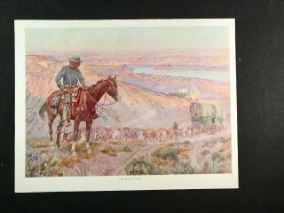 Unique 4 Page Fold Out Of Art Prints By Charles M Russel Western Cowboy Artist