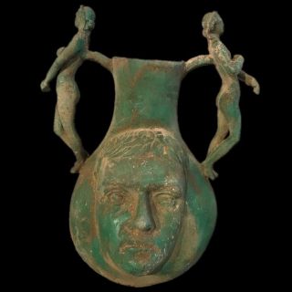 LARGE DOUBLE HANDLED ROMAN ANCIENT BRONZE DRINKING JUG/VESSEL - 200 - 400 AD 2