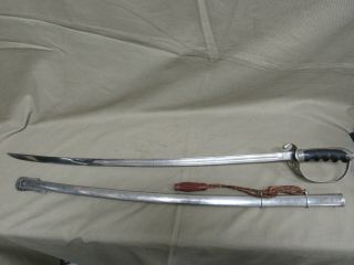 WWII era US Army Model 1902 dress sword with sheath and leather sword knot 2