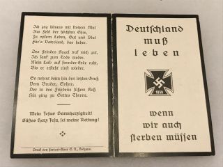 WW2 German Death Card/Picture - Waffen SS Private - KIA France/Belgium 1940 3