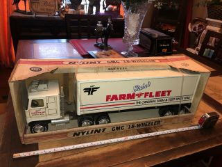 Vintage Nylint Farm Fleet Pressed Steel Gmc Tractor Trailer Truck Rig,  Usa