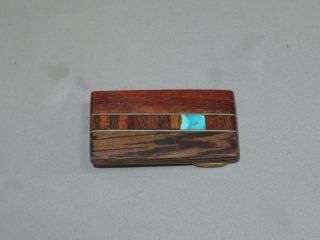 Vintage Wood Turquoise Belt Buckle Jewelry (bb387)