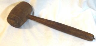 Antique Primitive Wood Mallet Hammer Tool Gavel