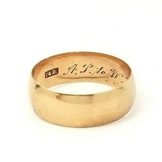 Antique 1900s 14k Solid Gold Ring Wedding Band,  5.  67 Grams,  Size 11.  5