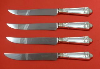 Lansdowne By Gorham Sterling Silver Steak Knife Set 4pc Large Texas Sized Custom