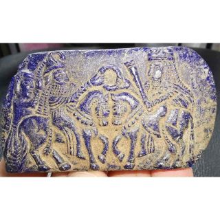 Sassanian Ancient Rare Unique Kings & Servant Lapis Stone Tablet