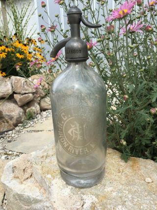 Rare Vintage Seltzer Bottle H.  C.  Larson Iron River Michigan